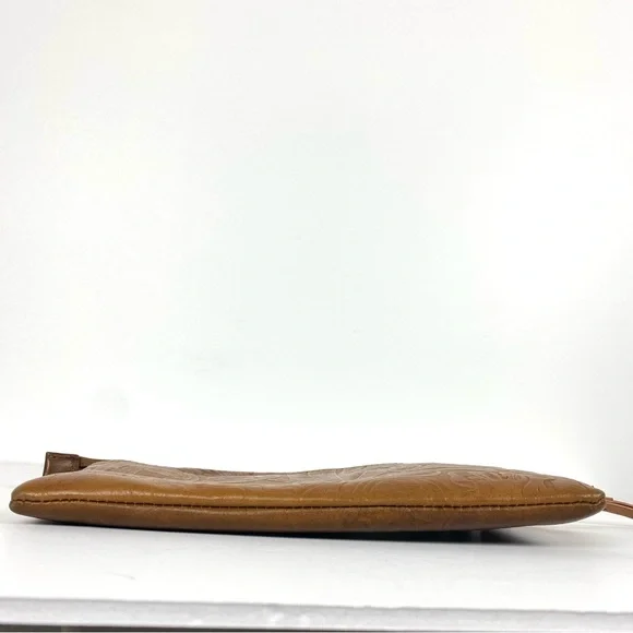 Margot Cognac Brown 100% Leather Large Wristlet Leaf Paisley Pattern 9.75x6 in. - Picture 8 of 12